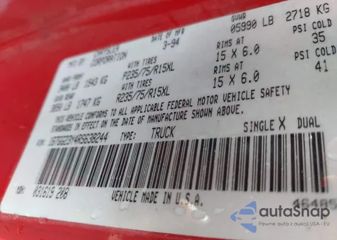 1994 Dodge Dakota z USA, uszkodzony, nr VIN 1B7GG23Y4RS638244